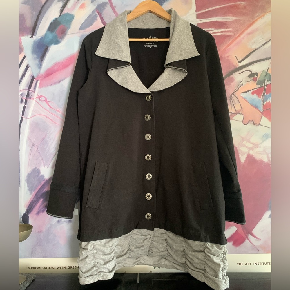 NEON BUDDAH black and grey trim cotton jacket layer top Sz M